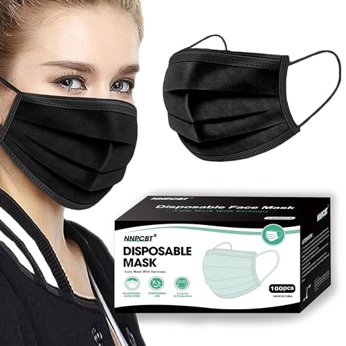 NNPCBT 3 Ply Black Disposable Face Mask