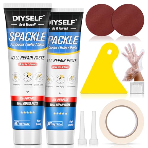 DIYSELF 9-Piece Spackle Wall Repair Kit, 7 oz Fast-Drying Hole Filler Set