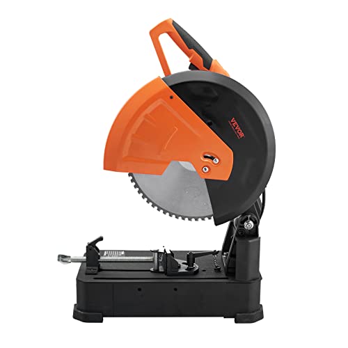 VEVOR Chop Saw, 14'' Blade Diameter Cut Off Saw, 2800W 1200RPM Steel Cutting Machine, 0-45° Adjustable Dry Cut Chop Saw, Miter Saw for Cold Cut Saw for Steel/Iron/Aluminum, Black