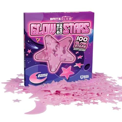 100PK Pink Glow in The Dark Stars for Ceiling