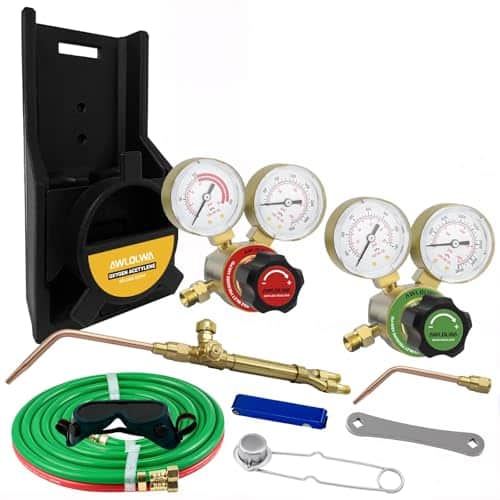 AWLOLWA G150 J-P Light Duty Oxy Acetylene Torch Kit, Portable HVAC Cutting Brazing - Check Valve, CGA540 Oxygen Regulator, Acetylene Regulator (CGA200-A Type) without Tanks