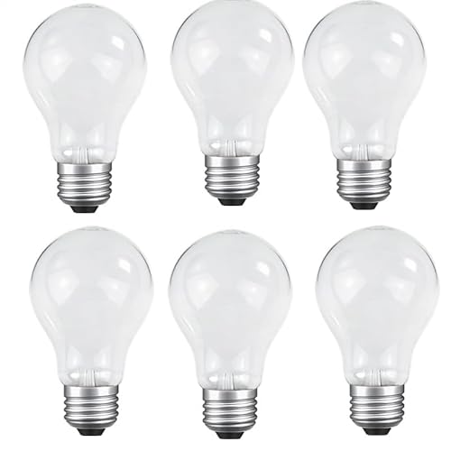 JUNFMLY 6-Pack 40 Watt Incandescent Light Bulbs, Frosted Dimmable, 40W A19 Light Bulbs,High Brightness 2700K Warm White