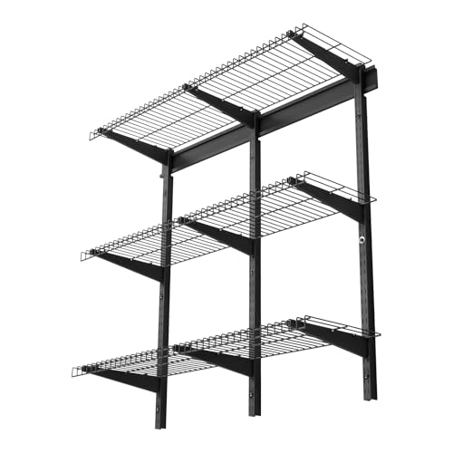 VEVOR 3-Tier Heavy Duty Wall Garage Shelving, 1 x 3 ft Steel Wall Mounted Shelving Unit, 11 x 36 Inch Per Shelf Floating Storage Metal Rack for Garage with 450 lbs Total Weight Capacity, Black