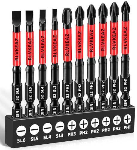 RLVKEAZ 3-Inch Long Magnetic Screwdriver Bit Set