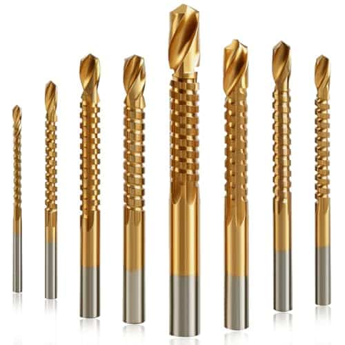 JONMON 8 Pack Titanium Coated HSS Twist Drill Bits