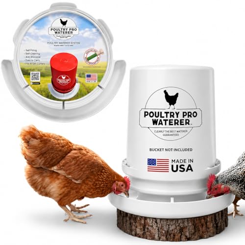 Poultry Pro Chicken Waterer for 5 Gallon Bucket - As Seen on Shark Tank Hands-Free Gravity Fed Water for Chicken, Ducks & Small Birds, DIY Poultry Waterer, Chick Feeder (Bucket Not Included)