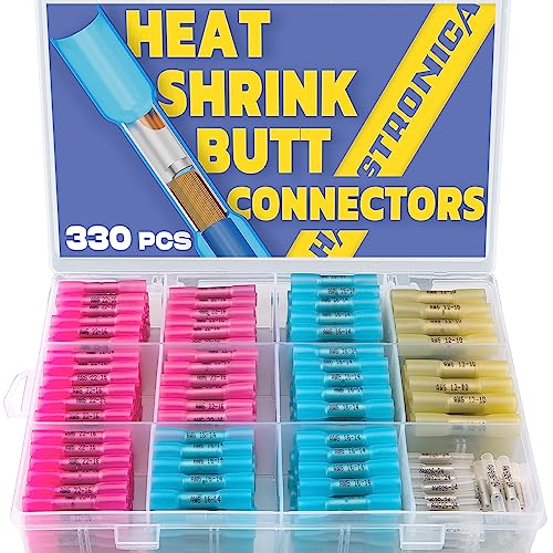 Haisstronica 330PCS Heat Shrink Butt Connectors