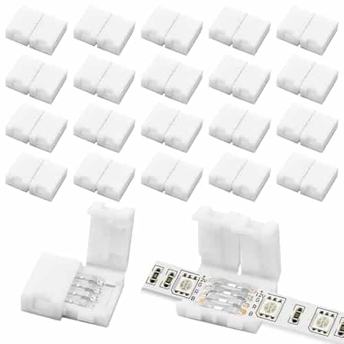 Dirvcp 20-Pack PBT Fireproof 4-Pin LED Strip Connectors
