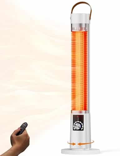 Patio Heater for Outdoor Use, Infrared Electric Heater, 1500W Instant Heating, 60-Degree Oscillation, 9 Heat Levels, 9H Timer, Remote, for Garage, Backyard, Large Room, Indoor, 32.2