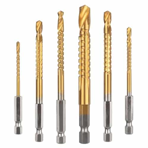 AOKLIT 6 Pack Titanium Coated HSS Twist Drill Bit
