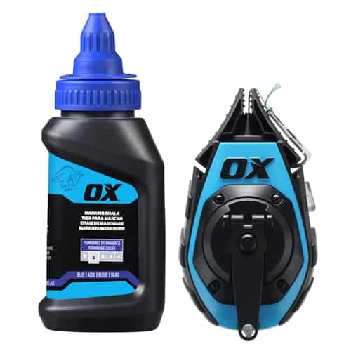 OX Chalk Line Tool Snap Line Reel + 1.5oz Refill Tiralineas - 50ft