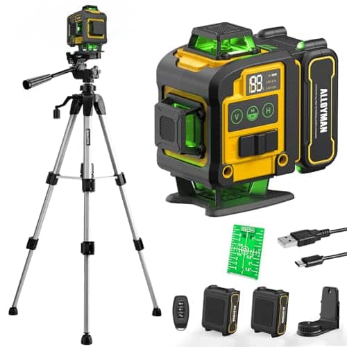 Alloyman Laser Level with Tripod, Laser Level 4× 360° Self Leveling