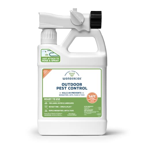 Wondercide - Outdoor Pest Control Spray with Natural Essential Oils - Mosquito, Ant, Flea, Tick, Insect Repellent, Treatment, Killer - Safe Around Pets Kids 32 oz