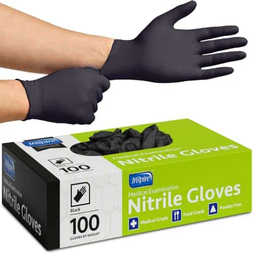 Inspire Black Nitrile Disposable Gloves