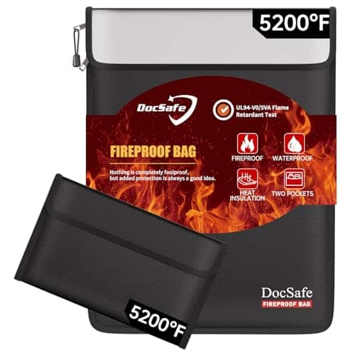DocSafe Fireproof Document Bag with Organizer Travel Case