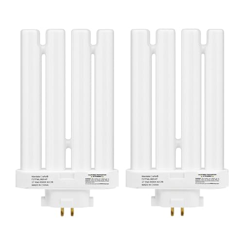 Mandala Crafts FML27 27-Watt 6500K Compact Fluorescent Light Bulbs with Quad Tubes, 2 Packs Daylight 4-Pin GX10q-4 Base FML FML Lamp 27 Watt Bulbs