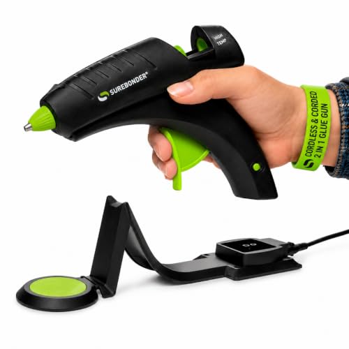 Surebonder Cordless Hot Glue Gun, High Temperature, Full Size, 60W, 50% More Power - Sturdily Bonds Metal, Wood, Ceramics, Leather & Other Strong Materials (Specialty Series CL-800F)
