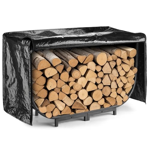 Facka 40 Inch Firewood Rack Outdoor with Cover, Metal Wood Rack