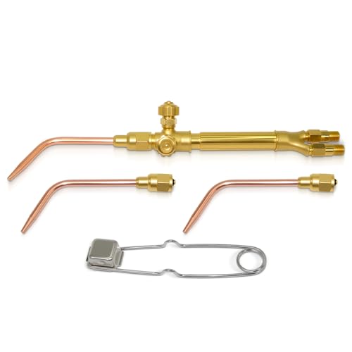 JZWELD Light Duty Welding/Brazing Torch Kit, J-28 Torch Handle Compatible with Victor Series ''J'' Include 3 Welding Tips + Flint Striker