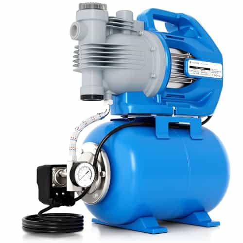 FOTING 1.6HP Shallow Well Pump with Pressure Tank, 1700GPH Automatic Irrigation Water Booster Jet Pump, Water Pumps Booster System 180FT for Home Garden Lawn Farm, Blue