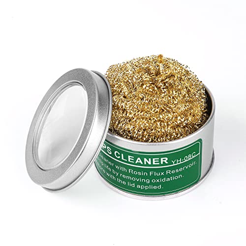 Flexzion Solder Tip Cleaner with Rosin Solder Flux and Brass Wool Sponge