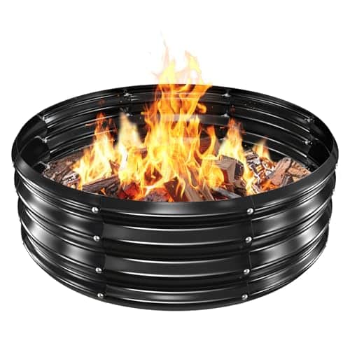 VAMFUTRE Metal Fire Pit Ring - 3 FT Diameter, 0.8 MM Thick, 1 FT High