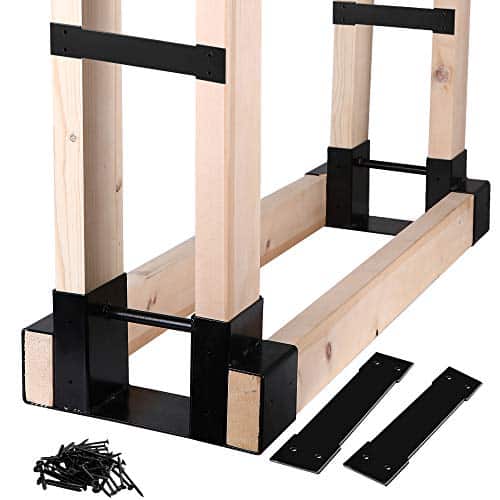 MOFEEZ Outdoor Firewood Log Storage Rack Bracket Kit, Fireplace Wood Storage Holder-Adjustable to Any Length