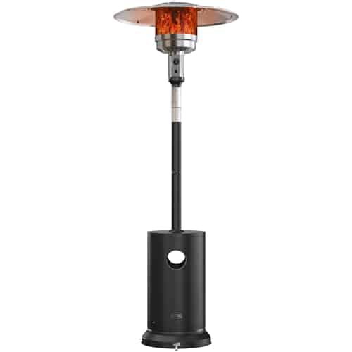 EAST OAK 50,000 BTU Patio Heater for Outdoor Use with Round Table Design, Double-Layer Stainless Steel Burner, Wheels, Triple Protection System, Outdoor Heater for Home and Residential, Black