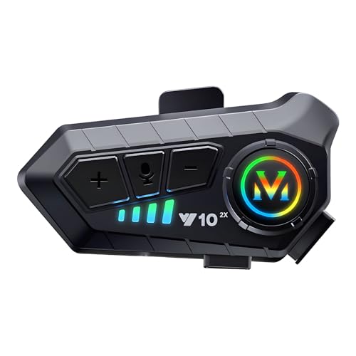 BTQILEYOO Y10-2X Motorcycle Helmet Bluetooth Headset, Dual 300m intercom, Bluetooth 5.3 Headphone, Smart Noise Reduction, HiFi Level Sound Quality, IPX6 Waterproof, Compatible with All Helmets