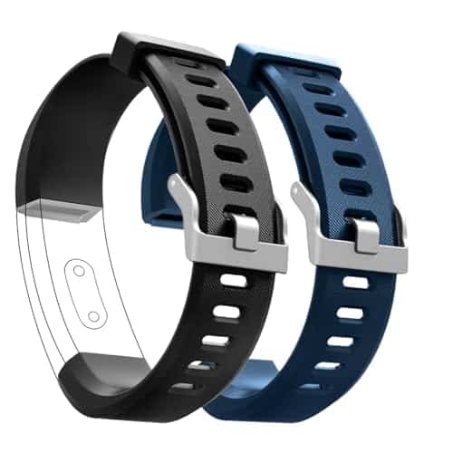 Watch Bands Compatible with ID115 Plus HR Fitness Tracker, Replacement Veryfit pro Activity Watch Straps Set for Men Women, Multicolor Wristbands for ID115Plus HR Smart Bracelet ONLY (Black Blue)