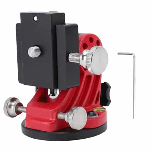 XUMIUZIY Telescope Latitude Base Mount, Aluminum Alloy, Flexible 90° Adjustment Equatorial Wedge Instrument Latitude Base for 3/8 Inch Astronomy Telescope Accessory (Black Red)