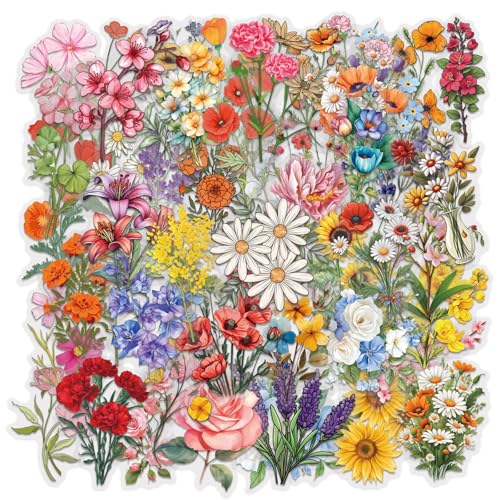 50 PCS Flower Stickers Pack