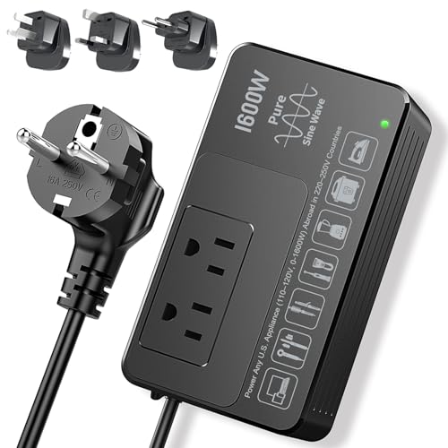 HYTED 1600W 220V to 110V Converter, No Load-Type Restrictions - Plug & Play