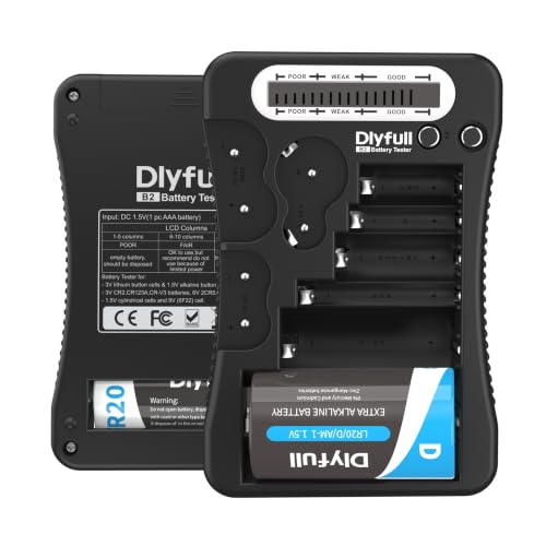Dlyfull Battery Tester for AA AAA C D 9V, Button Cell & Household Batteries