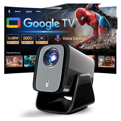 Smart Projector 2000 ANSI Native 1080P with Google TV and Voice Control