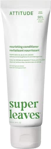 ATTITUDE Nourishing Hair Conditioner, For Dry and Damaged Hair, Naturally Derived Ingredients, Vegan Detangler, Dermatologically Tested, Grapeseed Oil and Olive Leaves, 8 Fl Oz