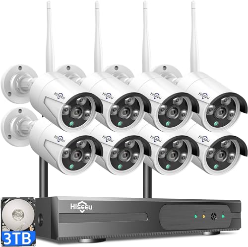 Hiseeu Home Security Camera System, 24/7 Recording, Wired Plug-in Powered