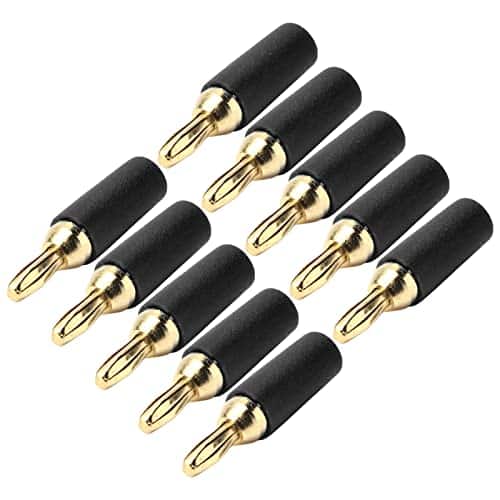 Banana Plug Connector, 10Pcs 2.5mm Banana Plug, Gold Plated Brass Explosion Proof Solder Type Audio Jack Male