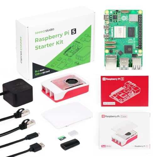 Seeed Studio Raspberry Pi 5 Starter Kit - 8GB RAM,128GB Micro SD Card pre-Loaded with 64-bit Raspberry Pi OS