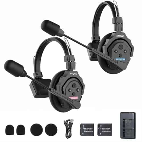 SYNCO XTALK X2 Wireless Headset Intercom System 2.4GHz 400 Meter Wireless Communication Headset with Noise Cancellation for 2 Person Movie Shoot Live Show Stage Performance