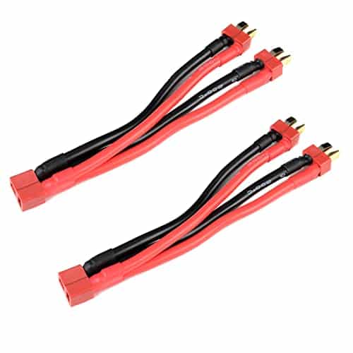 LINSYRC 2pcs T-Plug Parallel Connector 1-Female to 2-Male Adapter Splitter Y-Harness with 3.93inch 14awg Cable