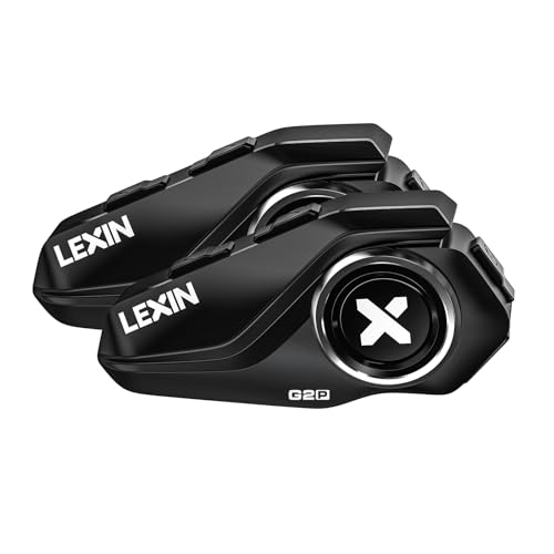 LEXIN G2P Motorcycle Helmet Bluetooth Headset, Group Intercom Communication Systems, FM Radio/ 6 Shells/Universal Pairing/Private Talk/Noise Cancellation, Fit for Snowmobile/ATV, 2 Pack