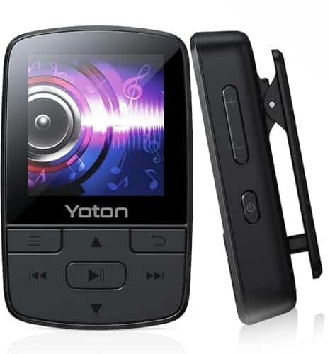 Yoton MP3 Player with Bluetooth 5.2, Hi-Fi Pocket-Sized Music Player, with Sports Clip, Earphones Included(No Built-in Storage No TF Card Included – Insert Card to Use)
