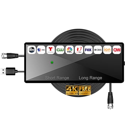2026 TV Antenna Amplifier Signal Booster, High Gain Digital HDTV Antenna Booster, TV Signal Amplifier for Indoor & Outdoor Antennas, Low Noise UHF/VHF Reception, USB Powered, Smart TV Compatible