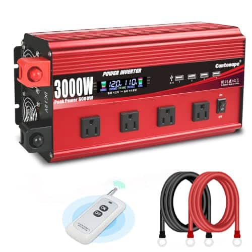 Cantonape 3000W Power Inverter 12V to 110V/120V DC to AC with LCD Display