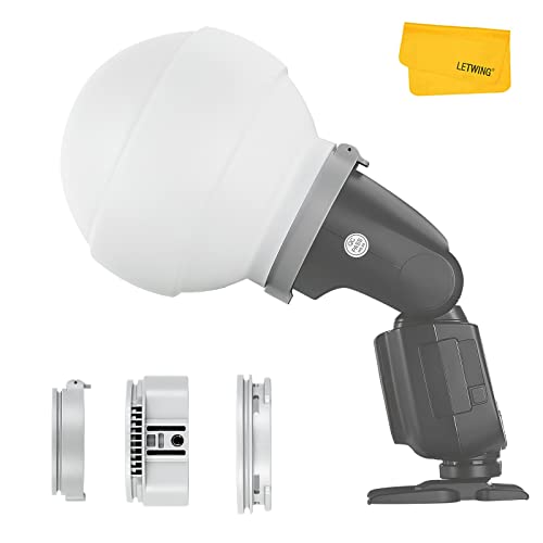 Godox ML-CD15 Diffusion Dome with 3 adapters, Flash Light Diffuser, Fit for Godox V1 Pro V1 AD100 Pro AD200Pro AD300Pro AD400Pro V860III V860II V850III TT685II TT600 TT600S AD200 ML60II Bi ML30 ML60, etc