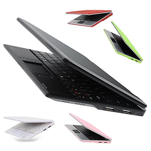 Goldengulf 7 Inch Portable Mini Computer Laptop PC Netbook for Kids Android 12 Quad Core 32GB WiFi Built in Camera YouTube Flash Player (Black)