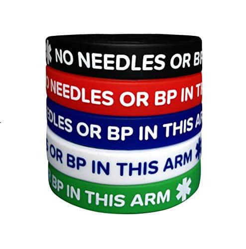 line 24 Lymphedema Medical Alert Silicone Bracelets – 5 Pack, Adult Size (7.8