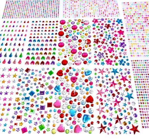 EODIEBN 3228pcs Gems Stickers, Self Adhesive Rhinestone Jewel Gems