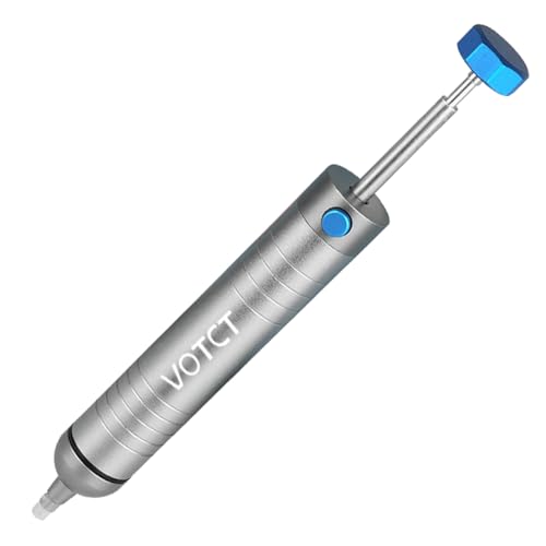 VOTCT Solder Sucker No Clog Desoldering Pump for Solder Removing with Replaceable Heat Resistan Silicone Sucking Nozzle, Desoldering Tool Sodering Pump Strong Vacuum Aluminum Suction Remover